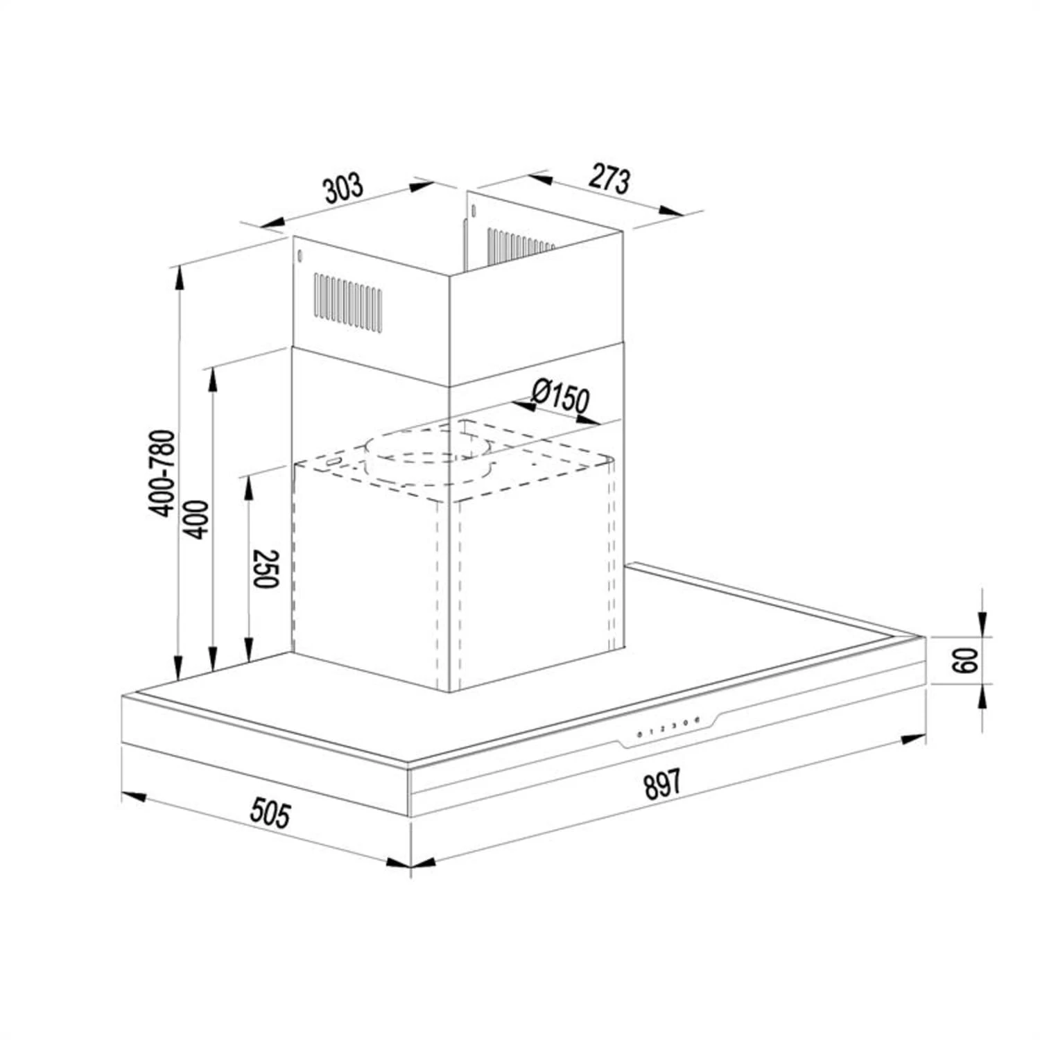 Finessa Dunstabzugshaube Umluftset 90cm 635 M³/h 2 Aktivkohlefilter 10 Finessa Dunstabzugshaube Umluftset 90cm 635 M³/h 2 Aktivkohlefilter – Bild 8