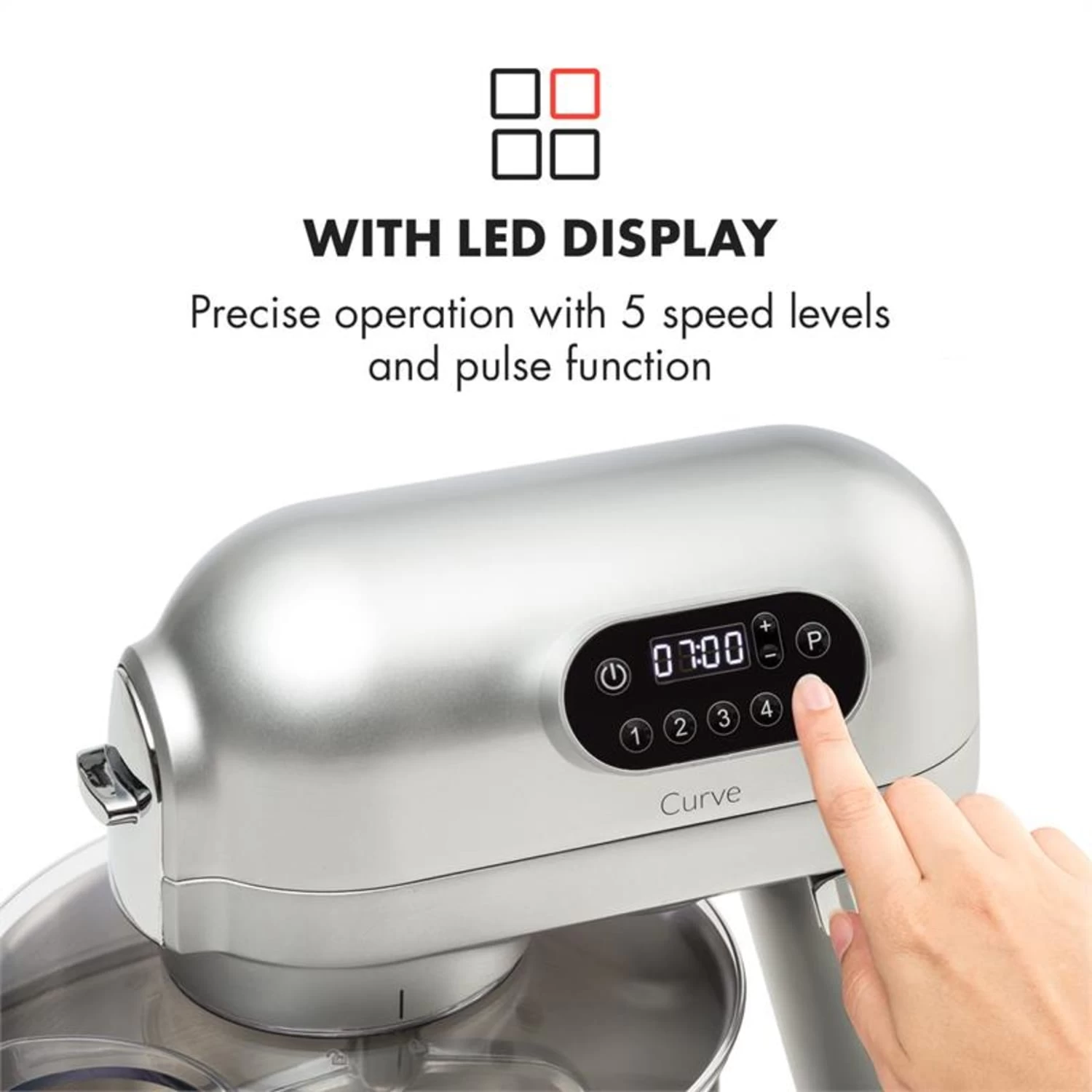 Curve Plus Küchenmaschinen-Set | 5l | 4-in-1 Fleischwolf | Silber 7 Curve Plus Küchenmaschinen-Set | 5l | 4-in-1 Fleischwolf | Silber – Bild 5