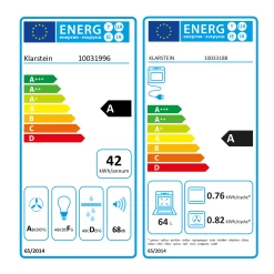 Gusteau Remy Einbau-Set Backofen + Einbau-Haube 2950W 64Ltr 620 M³/h Schwarz Edelstahl -Küchengeräte Geschäft 60002597 energy label