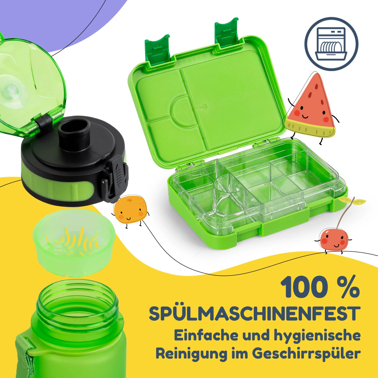 Schmatzfatz Frühstücksset Lunchbox & Trinkflasche Tritan Dicht BPA-frei 7 Schmatzfatz Frühstücksset Lunchbox & Trinkflasche Tritan Dicht BPA-frei – Bild 5