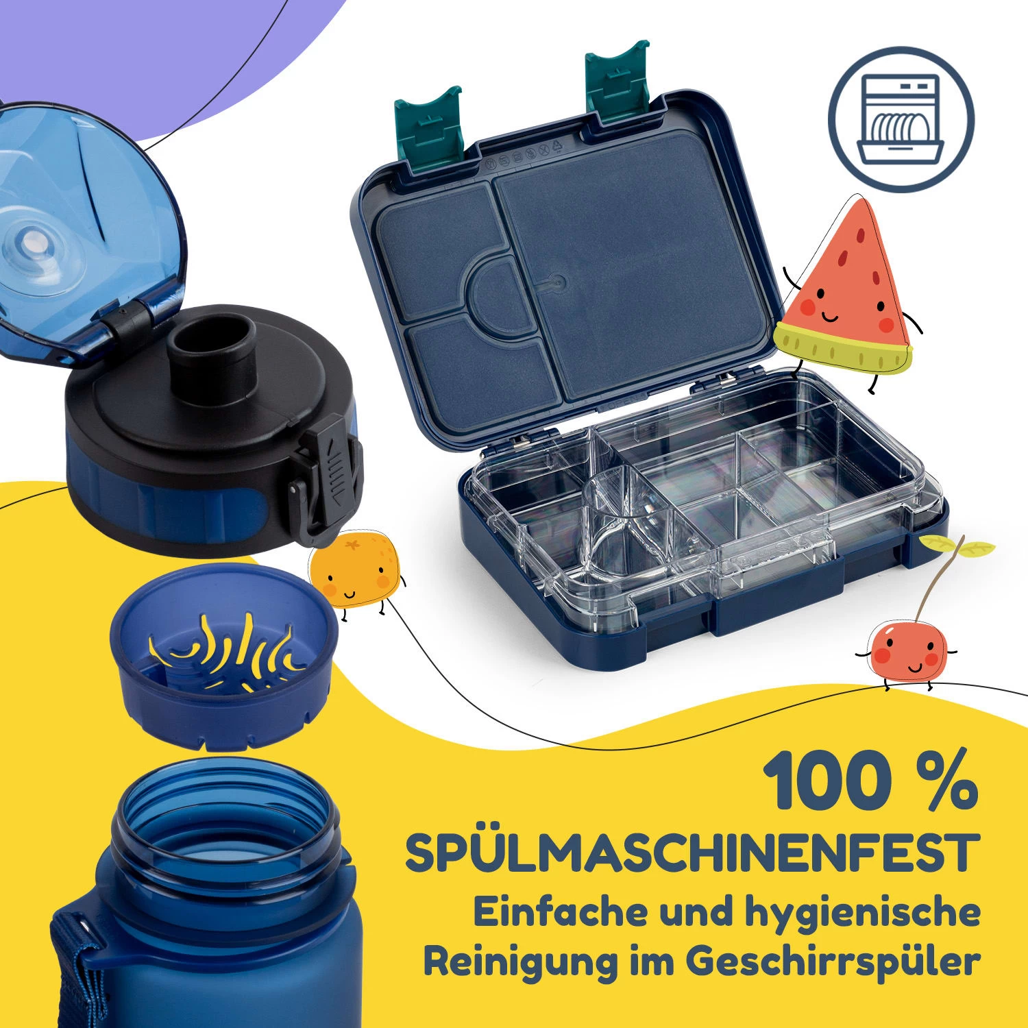Schmatzfatz Frühstücksset Lunchbox & Trinkflasche Tritan Dicht BPA-frei 7 Schmatzfatz Frühstücksset Lunchbox & Trinkflasche Tritan Dicht BPA-frei – Bild 5